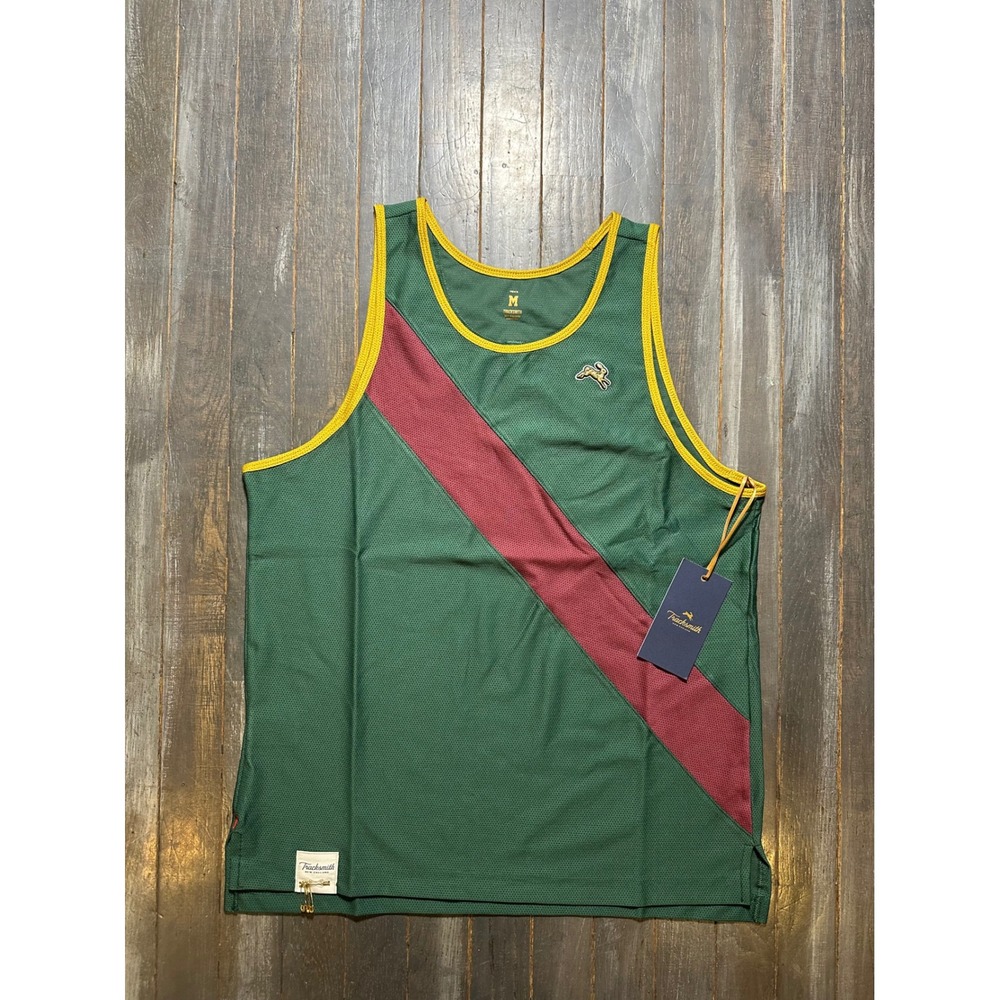 Tracksmith Van Cortlandt Singlet Mens Green Maroon Sash Running Tank Top - Picture 2 of 4